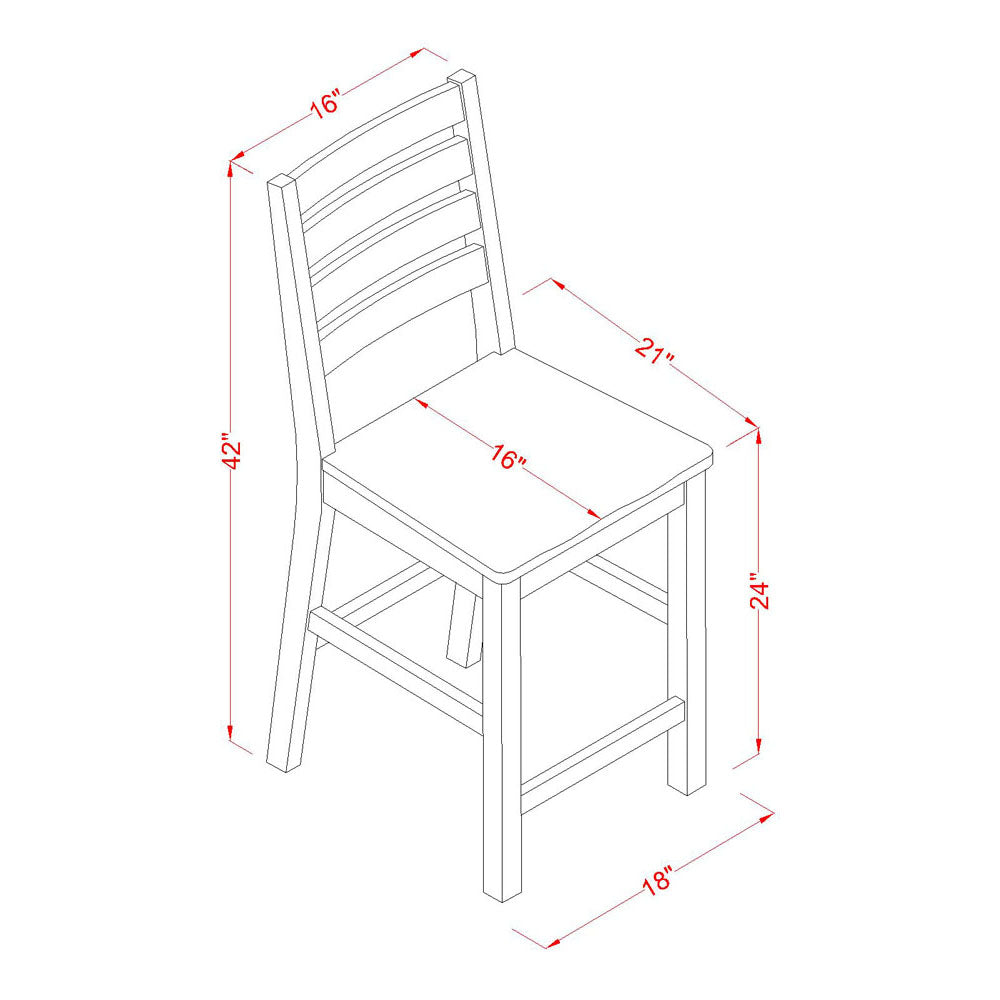 CAFE5-ESP-C Café 42 5Pc Counter Height Dining Set - Square Small and 4 Linen Fabric Chair - Espresso Color