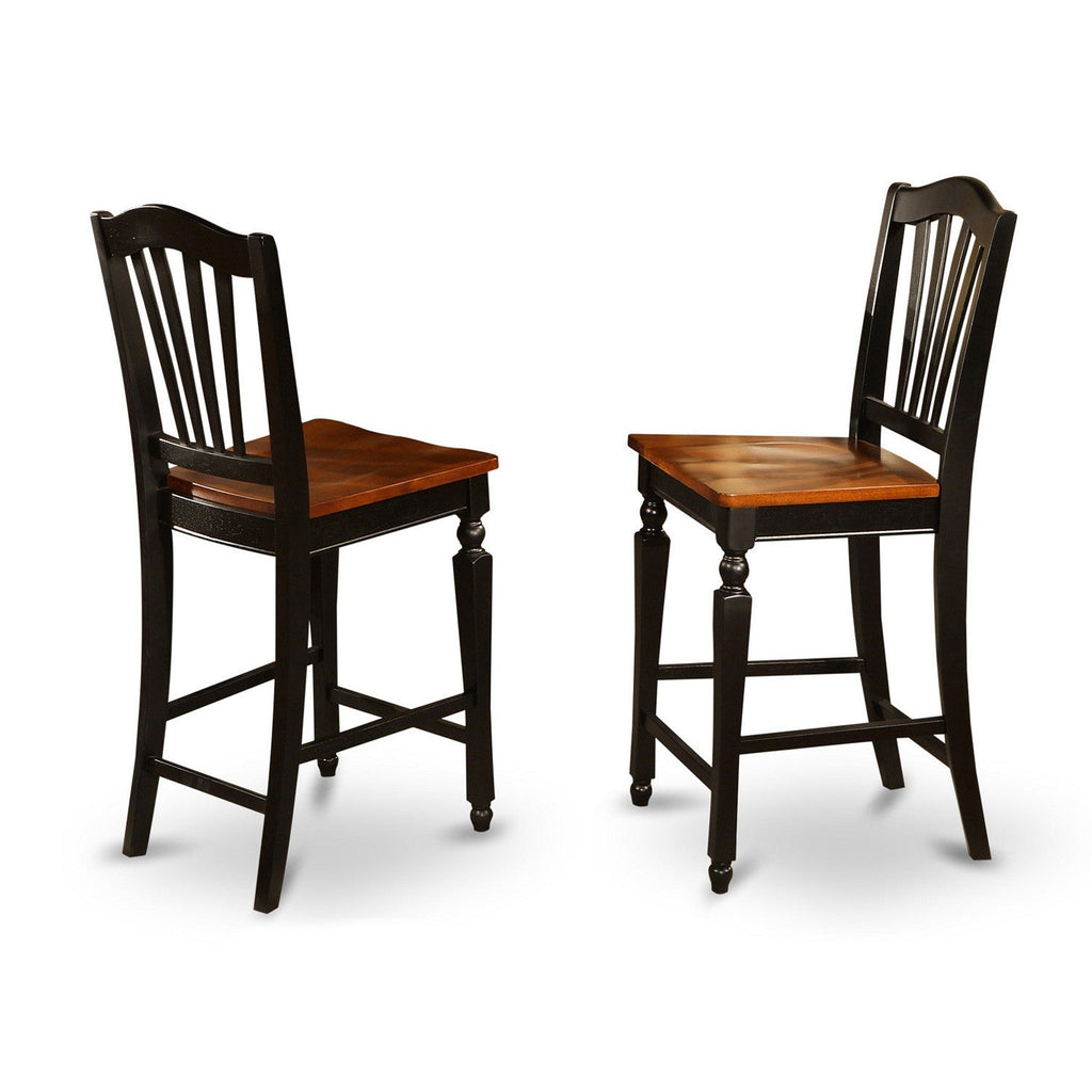 East West Furniture PBCH3-BLK-W 3 Piece Counter Height Pub Set for Small Spaces Contains a Square Kitchen Table and 2 Dining Room Chairs, 36x36 Inch, Black & Cherry