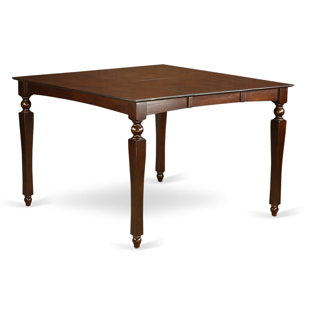 East West Furniture CHEL9-MAH-C 9 Piece Counter Height Pub Set Includes a Square Dining Table with Butterfly Leaf and 8 Linen Fabric Upholstered Kitchen Chairs, 54x54 Inch, Mahogany