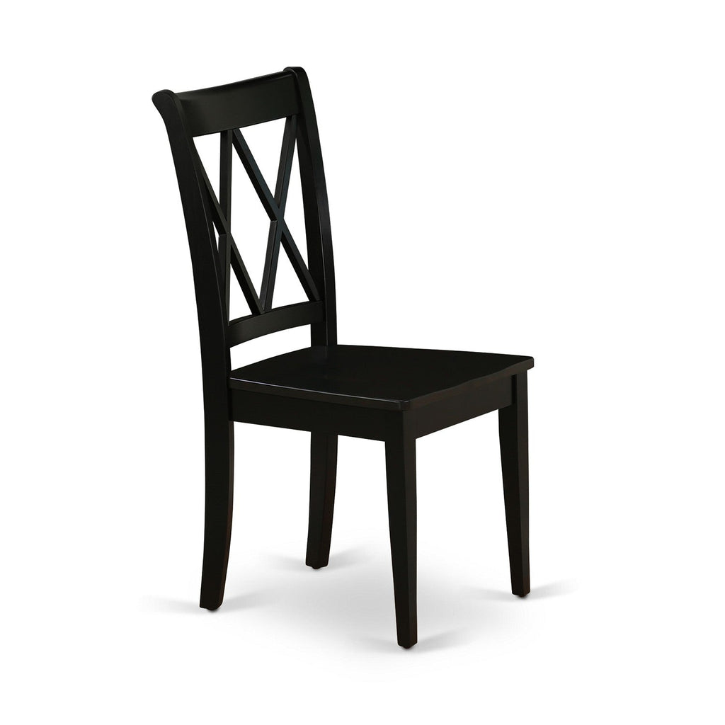 East West Furniture CLC-BLK-W Clarksville Dining Chairs - Double Cross Back Wooden Seat Chairs, Set of 2, Black