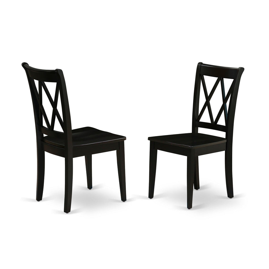 East West Furniture WECL7-BLK-W 7 Piece Kitchen Table & Chairs Set Consist of a Rectangle Dining Room Table with Butterfly Leaf and 6 Dining Chairs, 42x60 Inch, Black