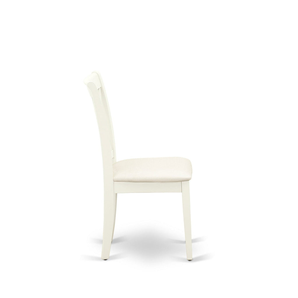 East West Furniture CLC-LWH-C Clarksville Kitchen Dining Chairs - Linen Fabric Upholstered Wood Chairs, Set of 2, Linen White