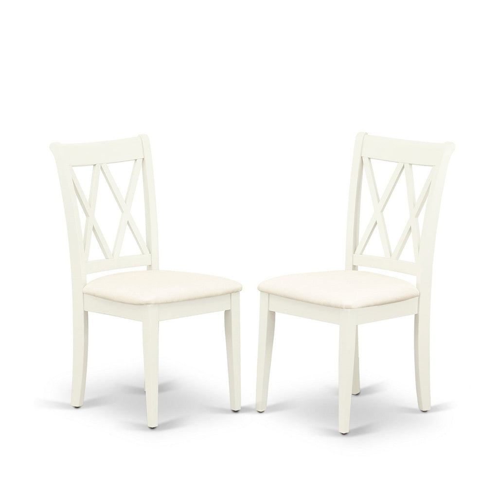East West Furniture DOCL9-LWH-C 9 Piece Dining Table Set Includes a Rectangle Wooden Table with Butterfly Leaf and 8 Linen Fabric Dining Room Chairs, 42x78 Inch, Linen White