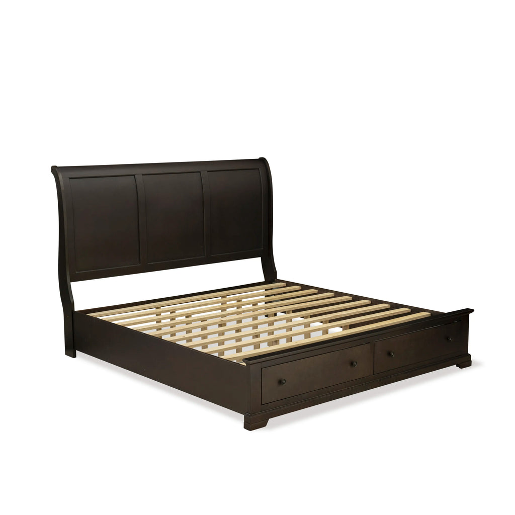 East West Furniture CO21-K00000 Cordova King Bedroom Platform Bed Wire Brushed Walnut Finish