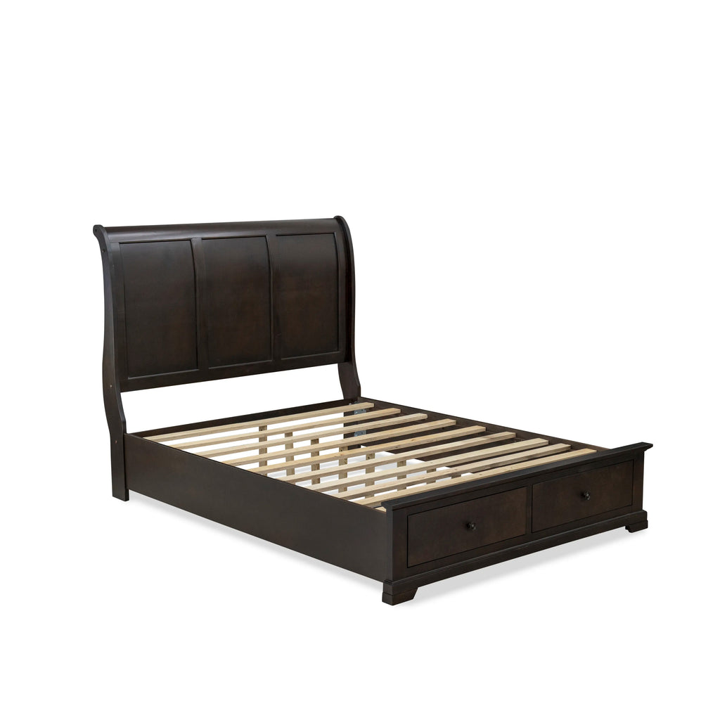 East West Furniture CO21-Q0000C Cordova 2-Piece Queen Size Bed Set Consists of a Modern Queen Platform Bed and Bedroom Wooden Chest with 6 Drawers - Wire Brushed Walnut Finish