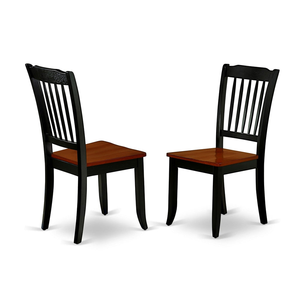 East West Furniture DAC-BCH-W Danbury Dining Room Chairs - Slat Back Solid Wood Seat Chairs, Set of 2, Black & Cherry
