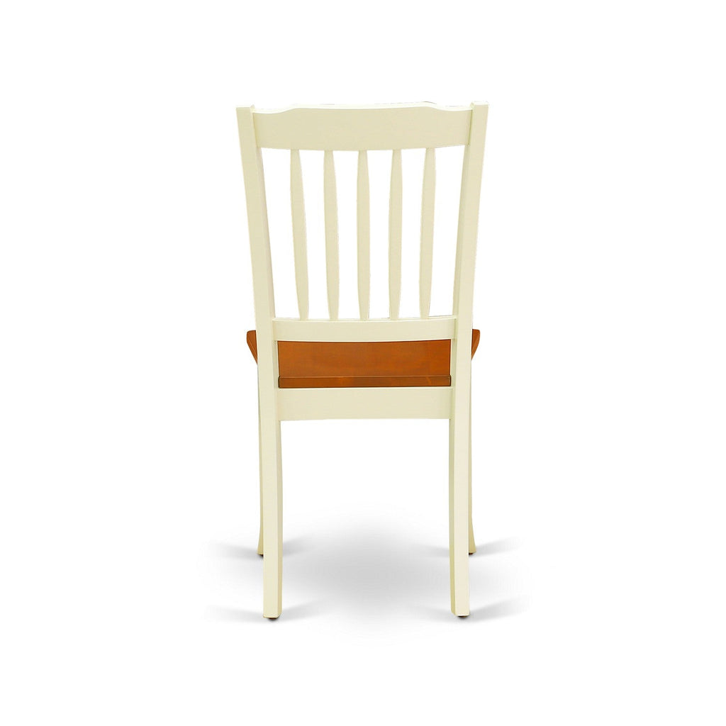 East West Furniture DAC-BMK-W Danbury Dining Chairs - Slat Back Wooden Seat Chairs, Set of 2, Buttermilk & Cherry