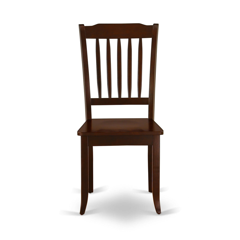 East West Furniture DAC-MAH-W Danbury Dining Room Chairs - Slat Back Solid Wood Seat Chairs, Set of 2, Mahogany