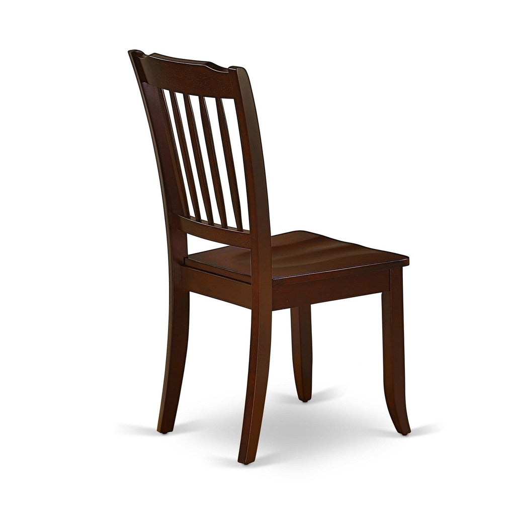 East West Furniture DAC-MAH-W Danbury Dining Room Chairs - Slat Back Solid Wood Seat Chairs, Set of 2, Mahogany
