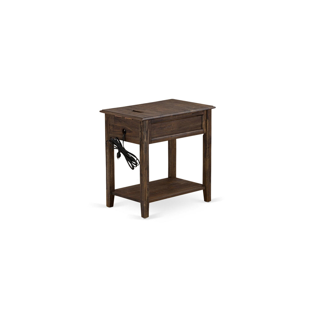 East West Furniture DE-07-ET Denison Modern End Table - Rectangle Side Table with a Drawer for Bedroom, 24x19 Inch, Distressed Jacobean