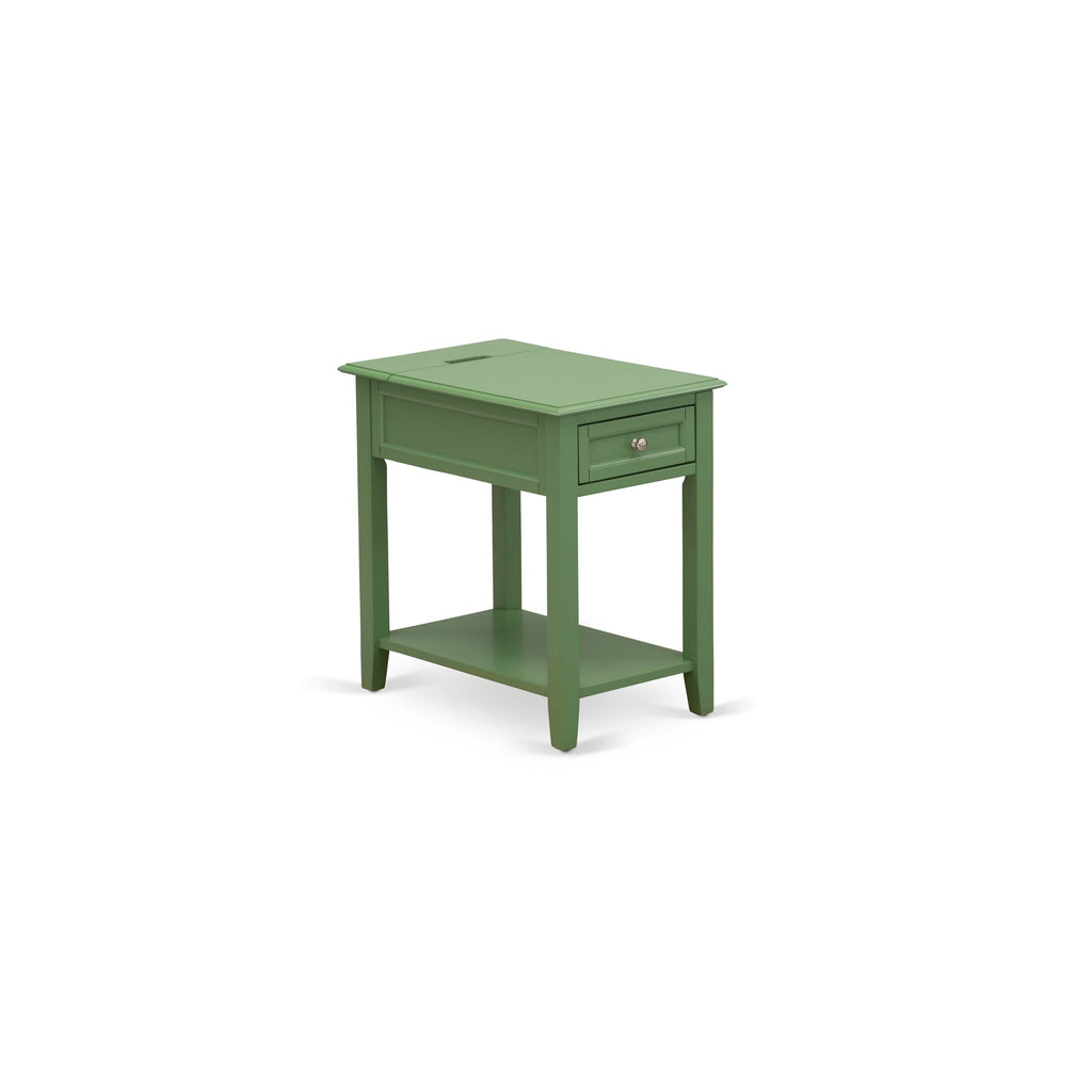 East West Furniture DE-12-ET Denison Side Table - Rectangle Night Stand with a Drawer for Bedroom, 24x19 Inch, Clover Green