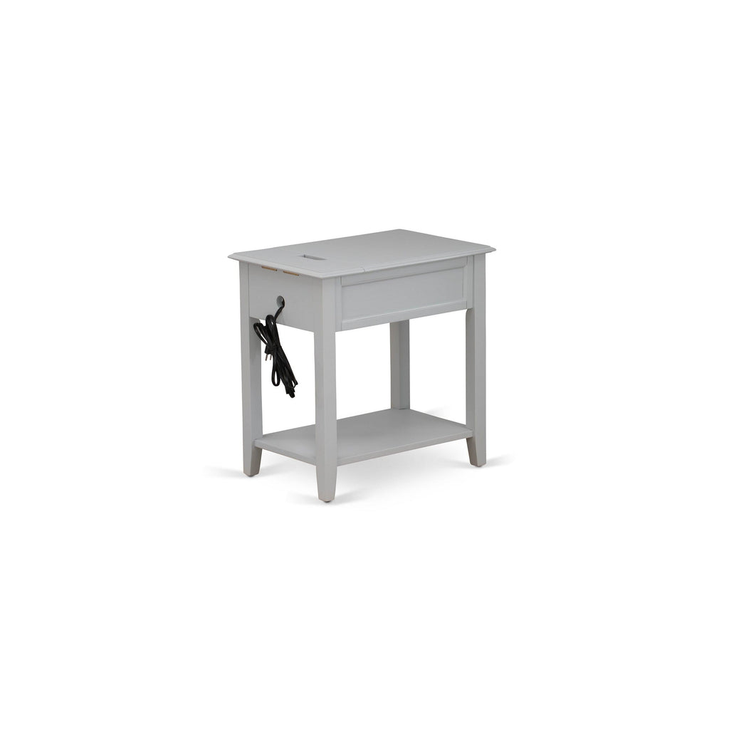 East West Furniture DE-14-ET Denison Modern End Table - Rectangle Nightstand with a Drawer for Bedroom, 24x19 Inch, Urban Gray