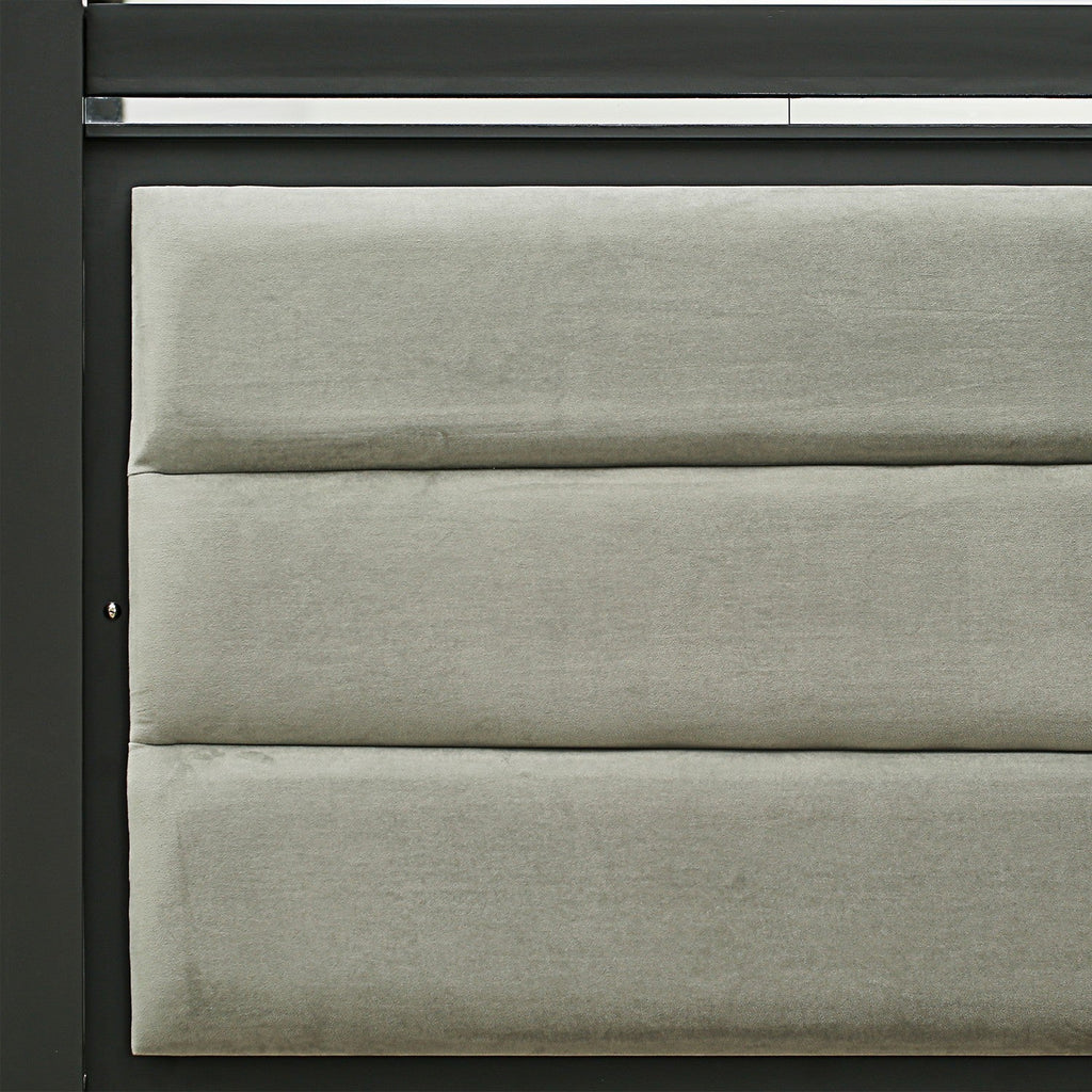 East West Furniture DE20-Q2N000 3-Piece Denali Modern Bedroom Set - A Bed Frame and 2 Bedroom Nightstands - brushed gray Finish
