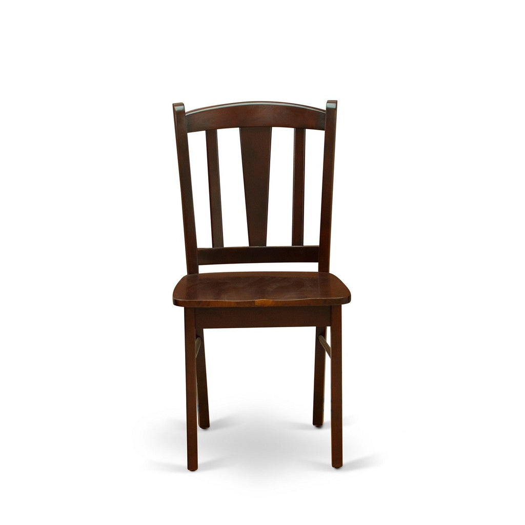 East West Furniture DLC-MAH-W Dublin Dining Chairs - Slat Back Solid Wood Seat Chairs, Set of 2, Mahogany