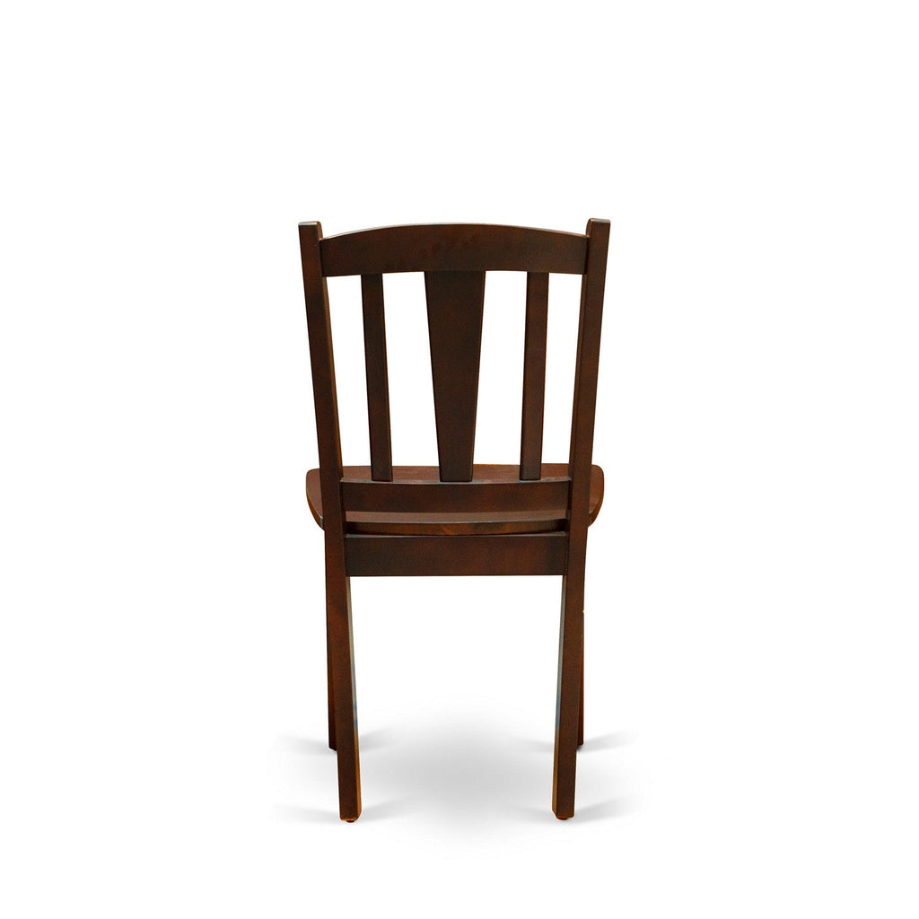 East West Furniture DLC-MAH-W Dublin Dining Chairs - Slat Back Solid Wood Seat Chairs, Set of 2, Mahogany