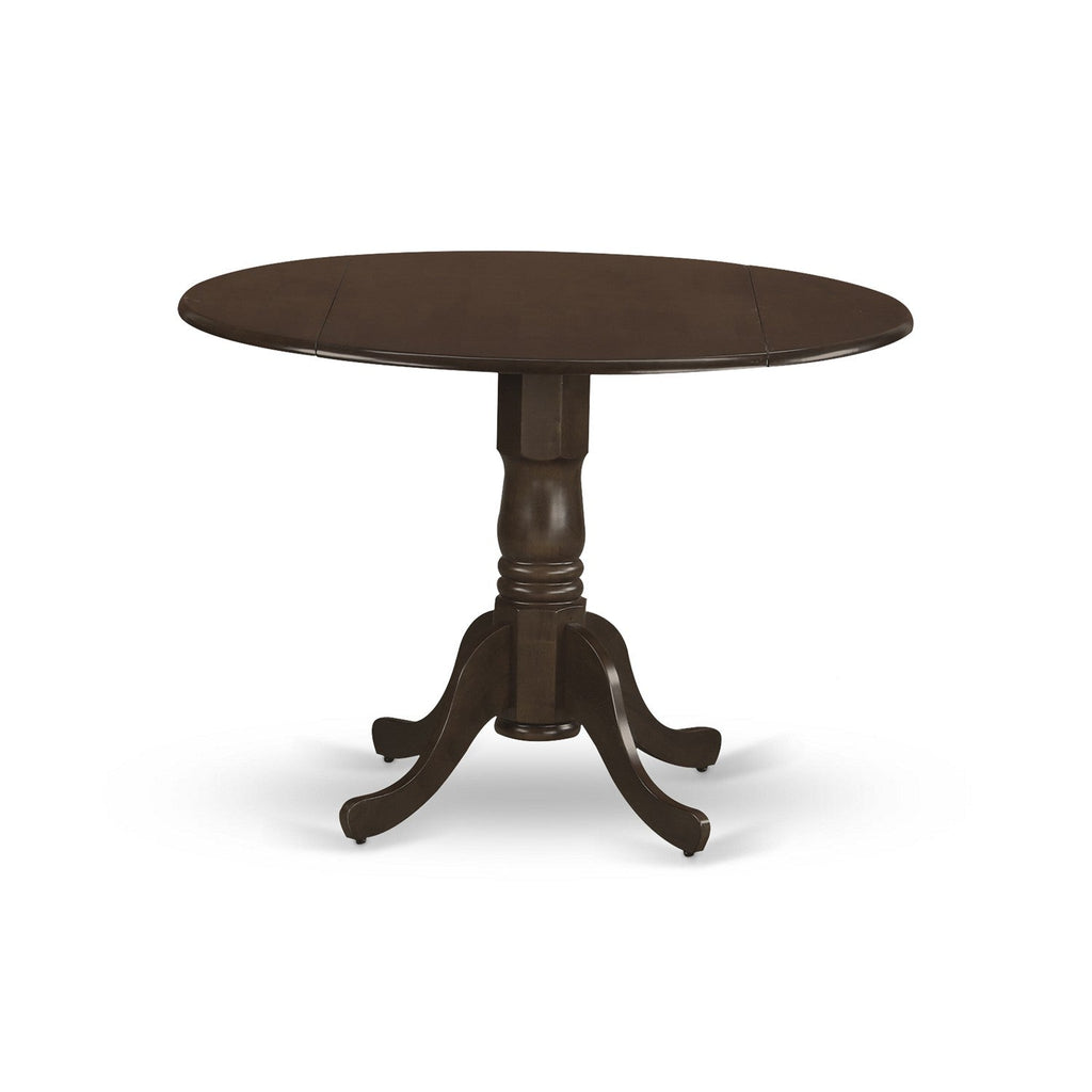East West Furniture DLT-ESP-TP Dublin Modern Kitchen Table - a Round Dining Table Top with Dropleaf & Pedestal Base, 42x42 Inch, Espresso