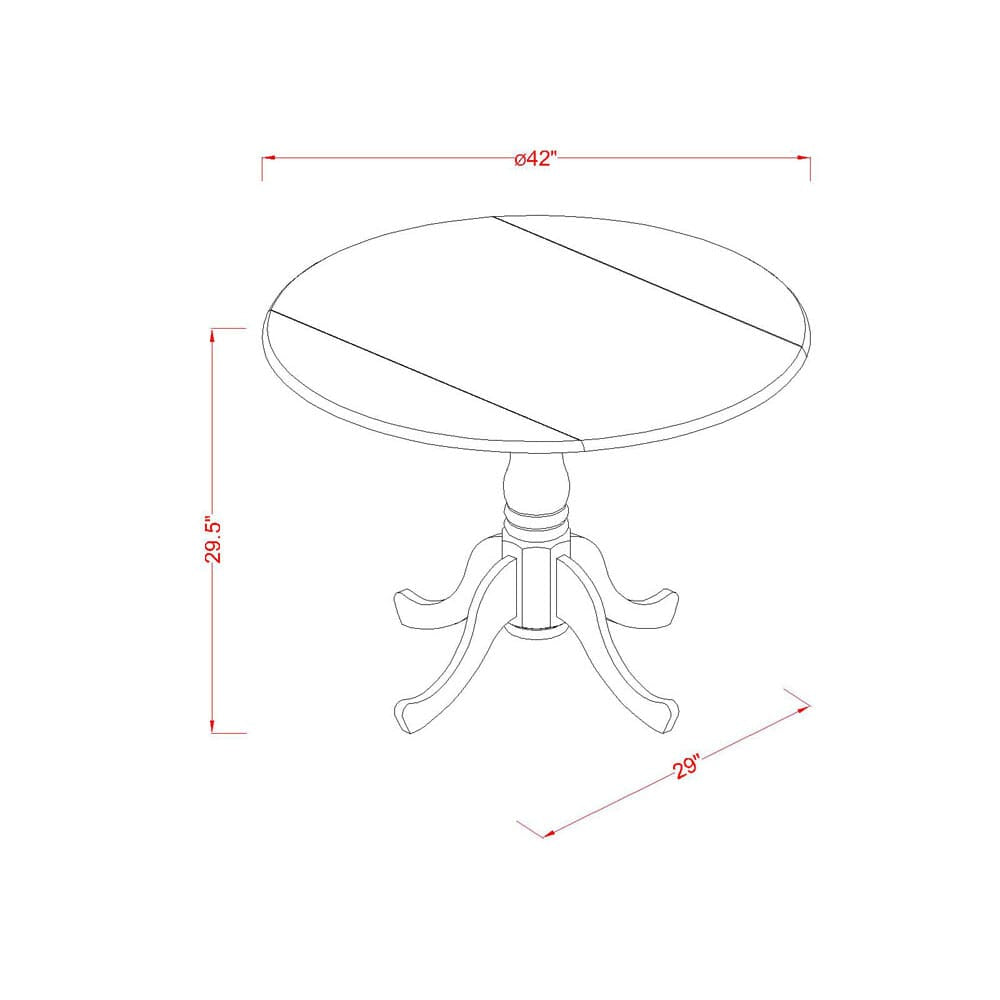 East West Furniture DLDA3-MAH-29 3 Piece Modern Dining Table Set Consists of a Round Kitchen Table with Dropleaf and 2 Padded Chairs, 42x42 Inch, Mahogany