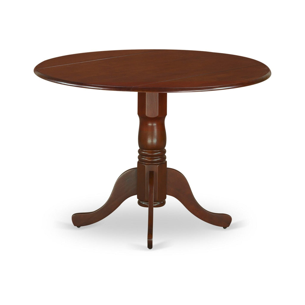 East West Furniture DLIP3-MAH-W 3 Piece Dining Room Furniture Set Contains a Round Kitchen Table with Dropleaf and 2 Dining Chairs, 42x42 Inch, Mahogany