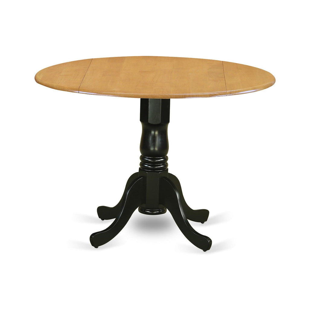 East West Furniture DLT-OBK-TP Dublin Kitchen Table - a Round Dining Table Top with Dropleaf & Pedestal Base, 42x42 Inch, Oak & Black