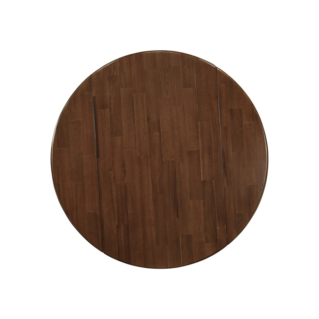 East West Furniture DMT-AWA-TP Dublin Kitchen Dining Table - a Round Wooden Table Top with Dropleaf & Pedestal Base, 42x42 Inch, Walnut