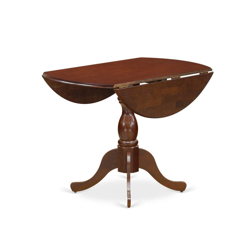 East West Furniture DMT-MAH-TP Dublin Kitchen Table - a Round Dining Table Top with Dropleaf & Pedestal Base, 42x42 Inch, Mahogany