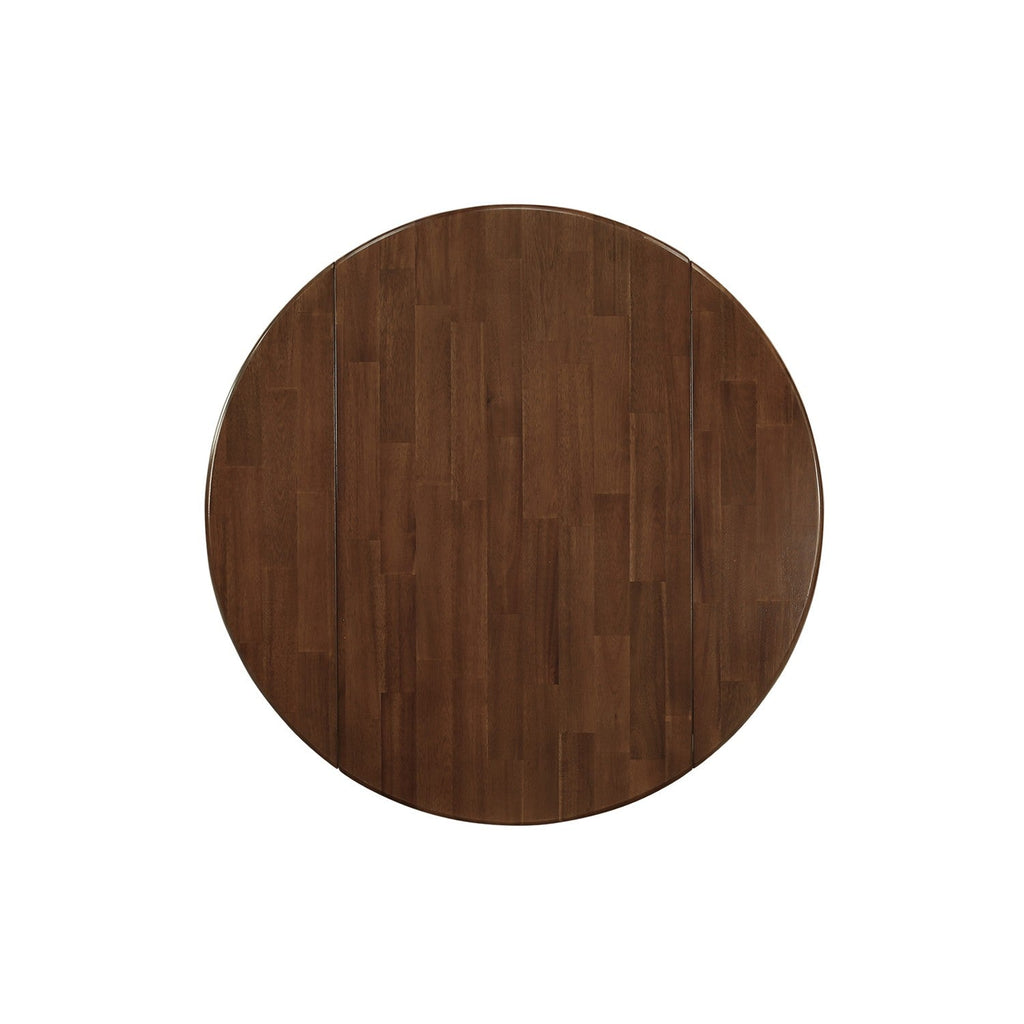 East West Furniture DMT-WBK-TP Dublin Dining Room Table - a Round kitchen Table Top with Dropleaf & Pedestal Base, 42x42 Inch, Walnut & Black