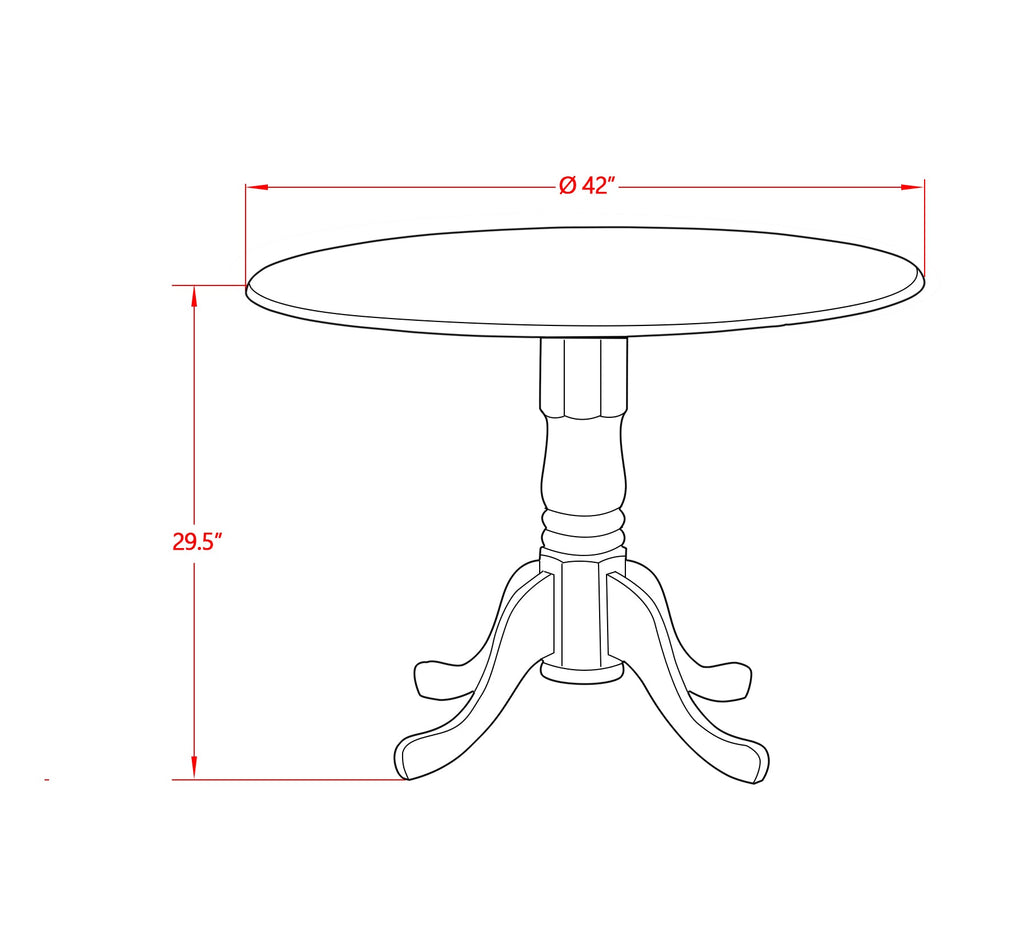 East West Furniture DMAV3-OAK-W 3 Piece Kitchen Table Set for Small Spaces Contains a Round Dining Room Table with Dropleaf and 2 Dining Chairs, 42x42 Inch, Oak