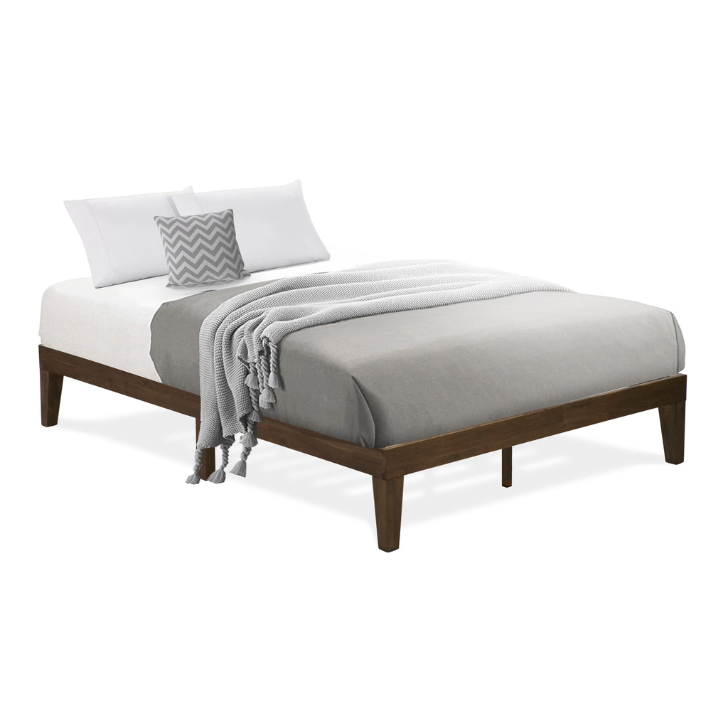 DNP-22-F Full Size Platform Bed with 4 Solid Wood Legs and 2 Extra Center Legs - Walnut Finish