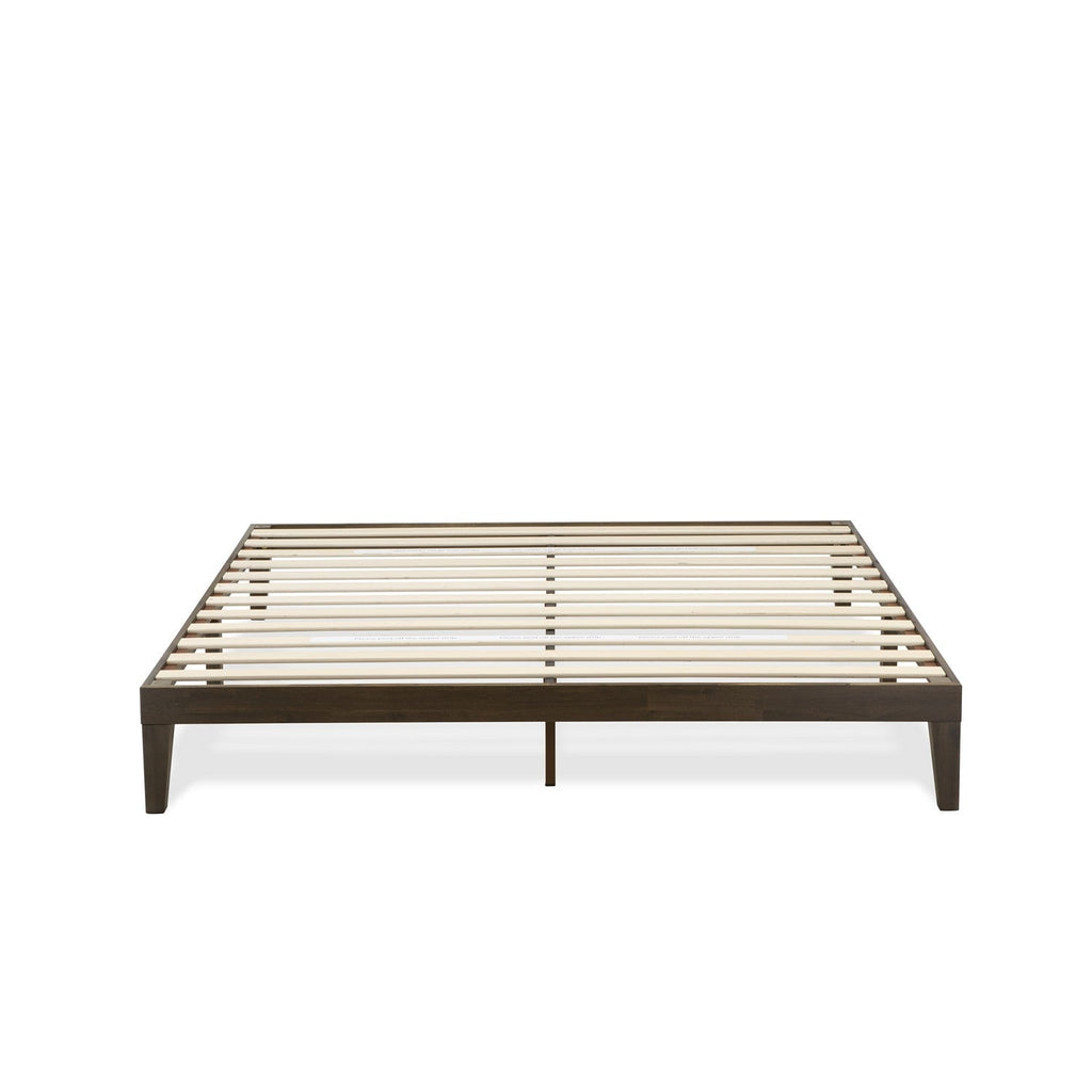 DNP-22-K King Size Platform Bed with 4 Solid Wood Legs and 2 Extra Center Legs - Walnut Finish
