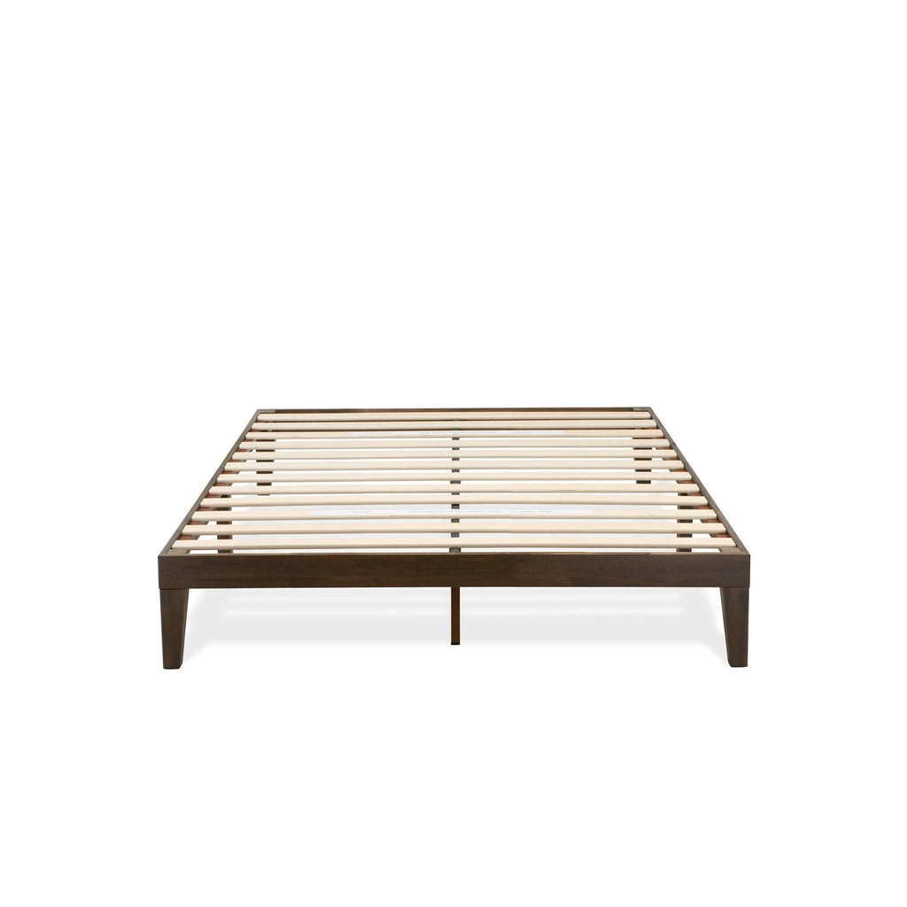 DNP-22-Q Queen Platform Bed Frame with 4 Solid Wood Legs and 2 Extra Center Legs - Walnut Finish