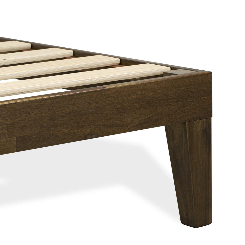 DNP-22-Q Queen Platform Bed Frame with 4 Solid Wood Legs and 2 Extra Center Legs - Walnut Finish