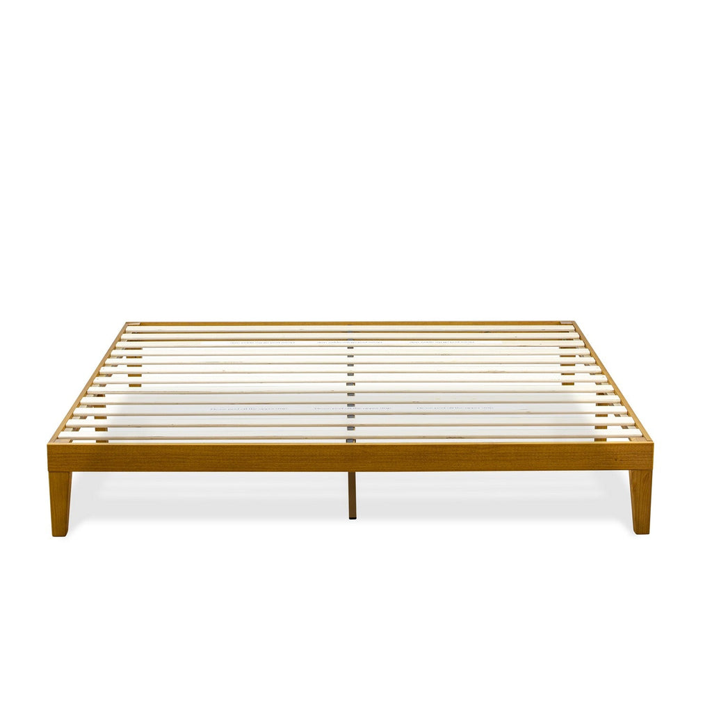 DNP-23-K King Size Platform Bed Frame with 4 Solid Wood Legs and 2 Extra Center Legs - Oak Finish
