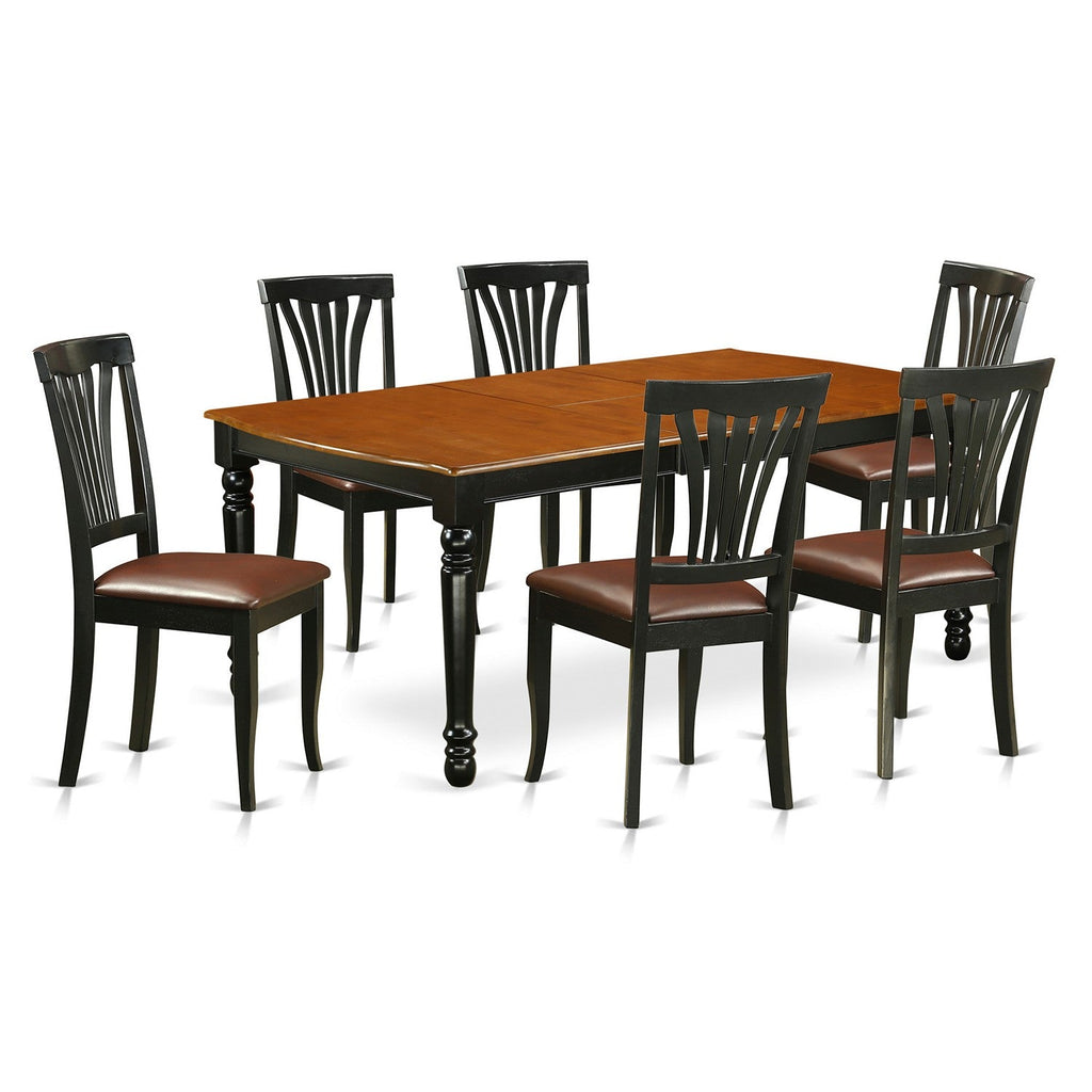 East West Furniture DOAV7-BCH-LC 7 Piece Kitchen Table & Chairs Set Consist of a Rectangle Butterfly Leaf Dining Table and 6 Faux Leather Upholstered Chairs, 42x78 Inch, Black & Cherry