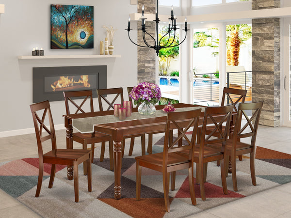 East West Furniture DOBO9-MAH-W 9 Piece Dining Set Includes a