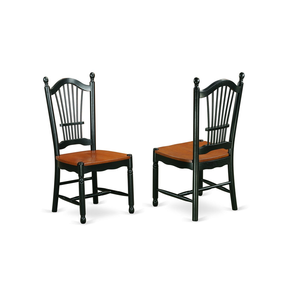 East West Furniture DLDO3-BCH-W 3 Piece Kitchen Table & Chairs Set Contains a Round Dining Room Table with Dropleaf and 2 Solid Wood Seat Chairs, 42x42 Inch, Black & Cherry