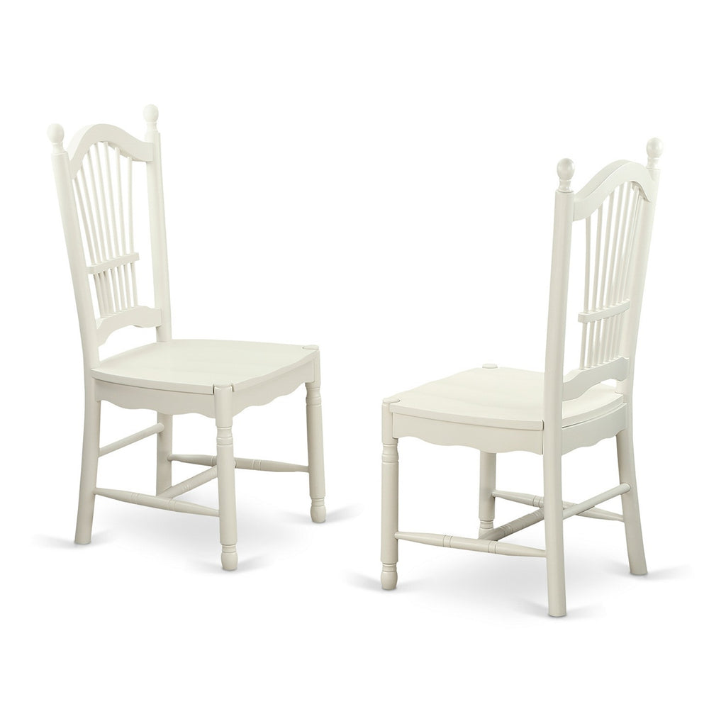 East West Furniture ANDO5-LWH-W 5 Piece Dining Room Furniture Set Includes a Round Kitchen Table with Pedestal and 4 Dining Chairs, 36x36 Inch, Linen White