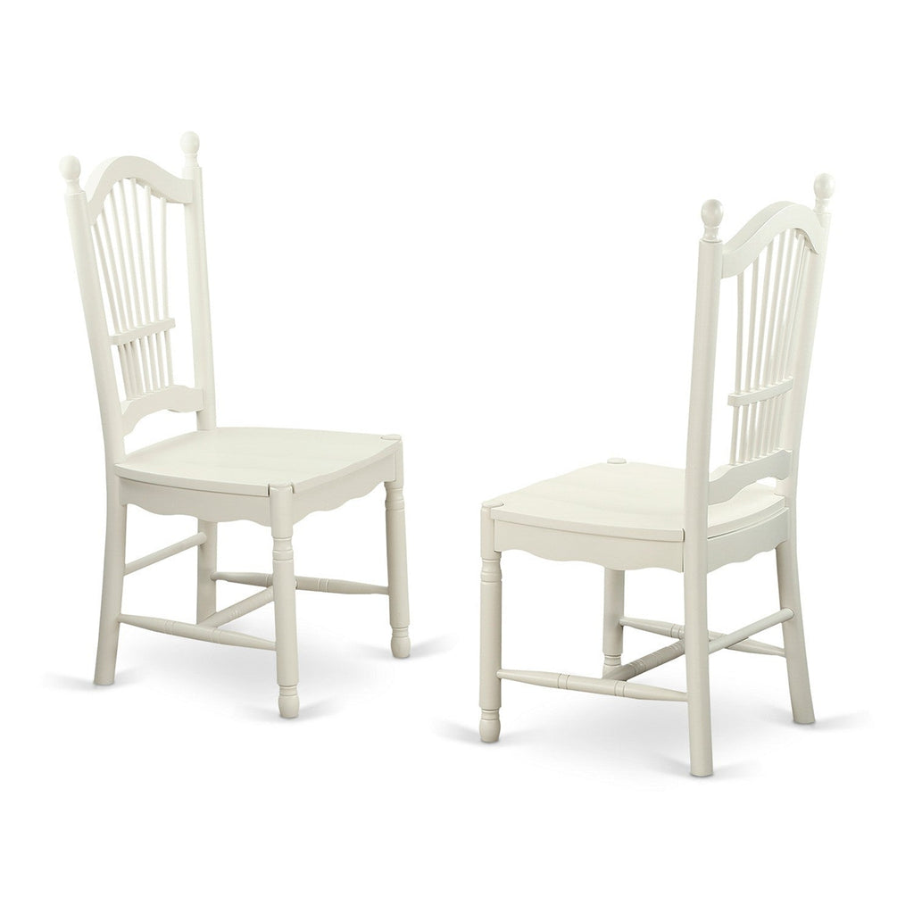 East West Furniture DLDO3-WHI-W 3 Piece Dining Room Table Set Contains a Round Kitchen Table with Dropleaf and 2 Dining Chairs, 42x42 Inch, Linen White