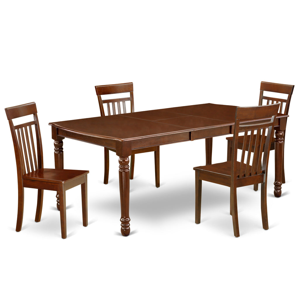 East West Furniture DOCA5-MAH-W 5 Piece Dining Room Table Set Includes a Rectangle Wooden Table with Butterfly Leaf and 4 Kitchen Dining Chairs, 42x78 Inch, Mahogany