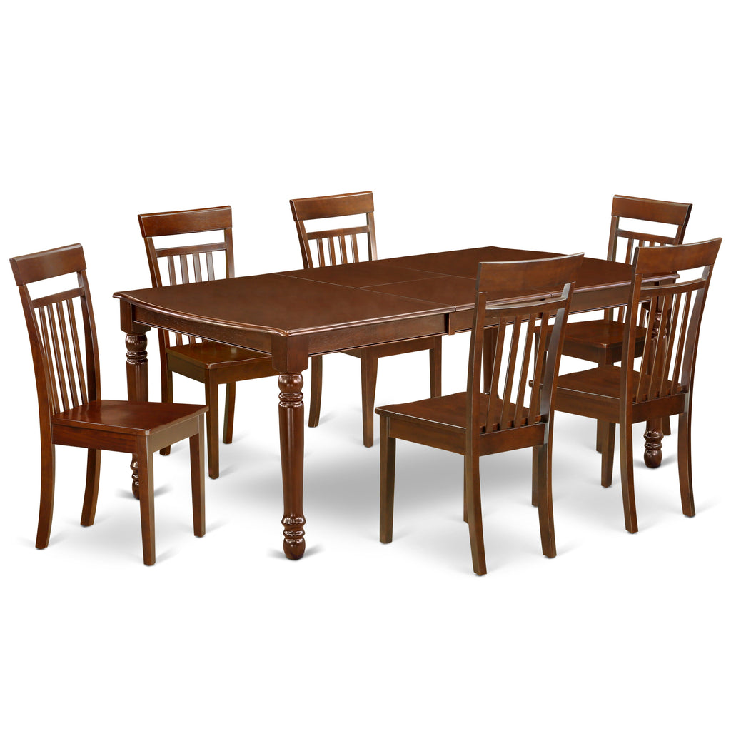East West Furniture DOCA7-MAH-W 7 Piece Dining Table Set Consist of a Rectangle Dinner Table with Butterfly Leaf and 6 Dining Room Chairs, 42x78 Inch, Mahogany
