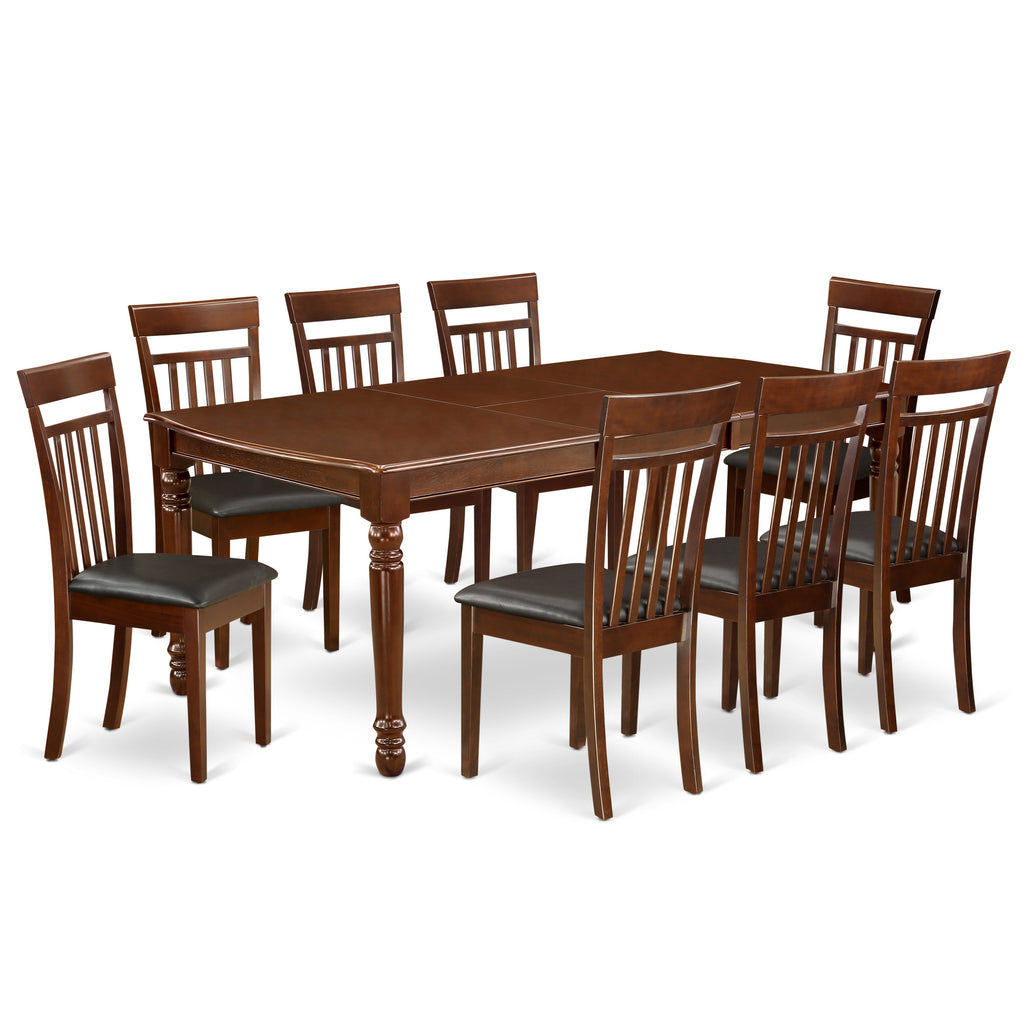 East West Furniture DOCA9-MAH-LC 9 Piece Dining Set Includes a Rectangle Dining Table with Butterfly Leaf and 8 Faux Leather Kitchen Room Chairs, 42x78 Inch, Mahogany