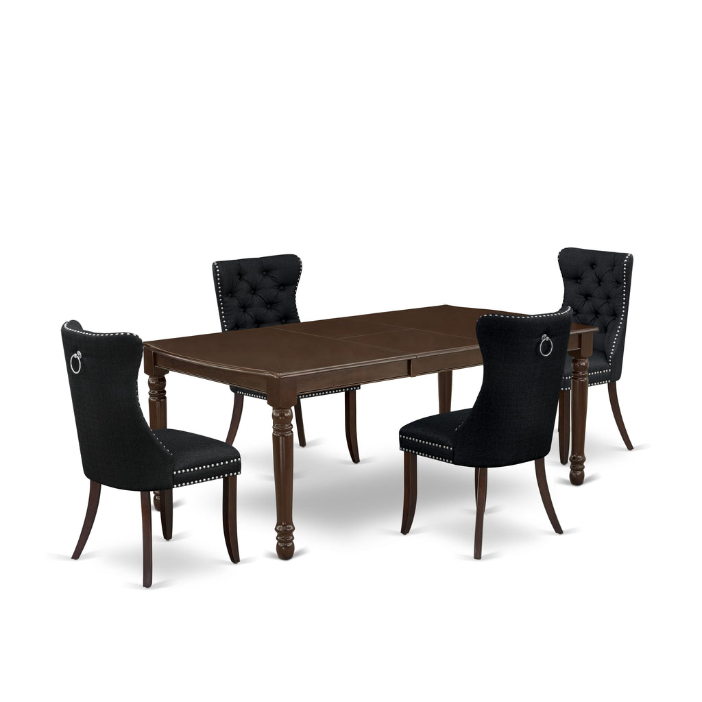 East West Furniture DODA5-MAH-24 5 Piece Dining Table Set Consists of a Rectangle Wooden Table with Butterfly Leaf and 4 Padded Chairs, 42x78 Inch, Mahogany