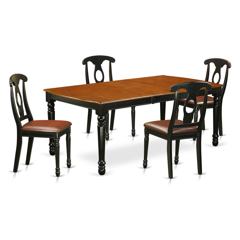 East West Furniture DOKE5-BCH-LC 5 Piece Dinette Set for 4 Includes a Rectangle Dining Room Table with Butterfly Leaf and 4 Faux Leather Kitchen Dining Chairs, 42x78 Inch, Black & Cherry