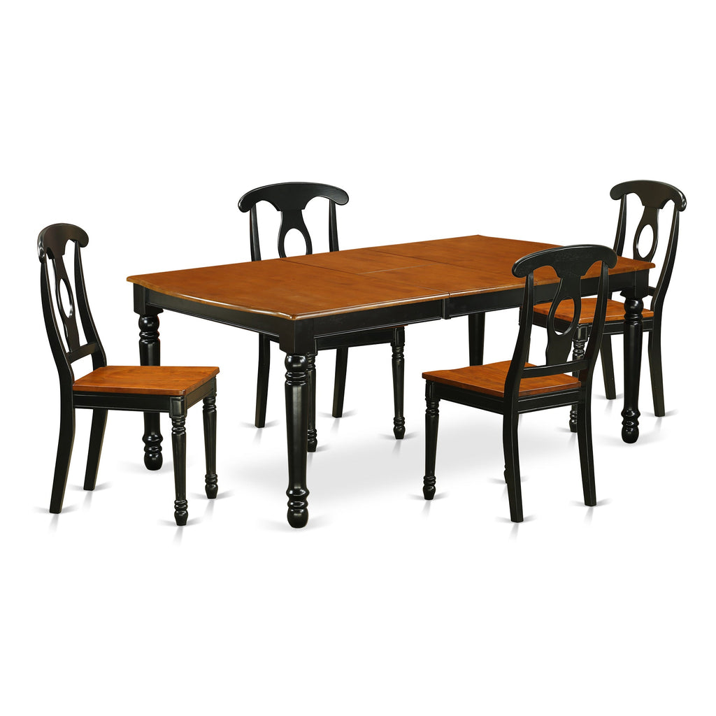 East West Furniture DOKE5-BCH-W 5 Piece Dining Room Furniture Set Includes a Rectangle Kitchen Table with Butterfly Leaf and 4 Dining Chairs, 42x78 Inch, Black & Cherry