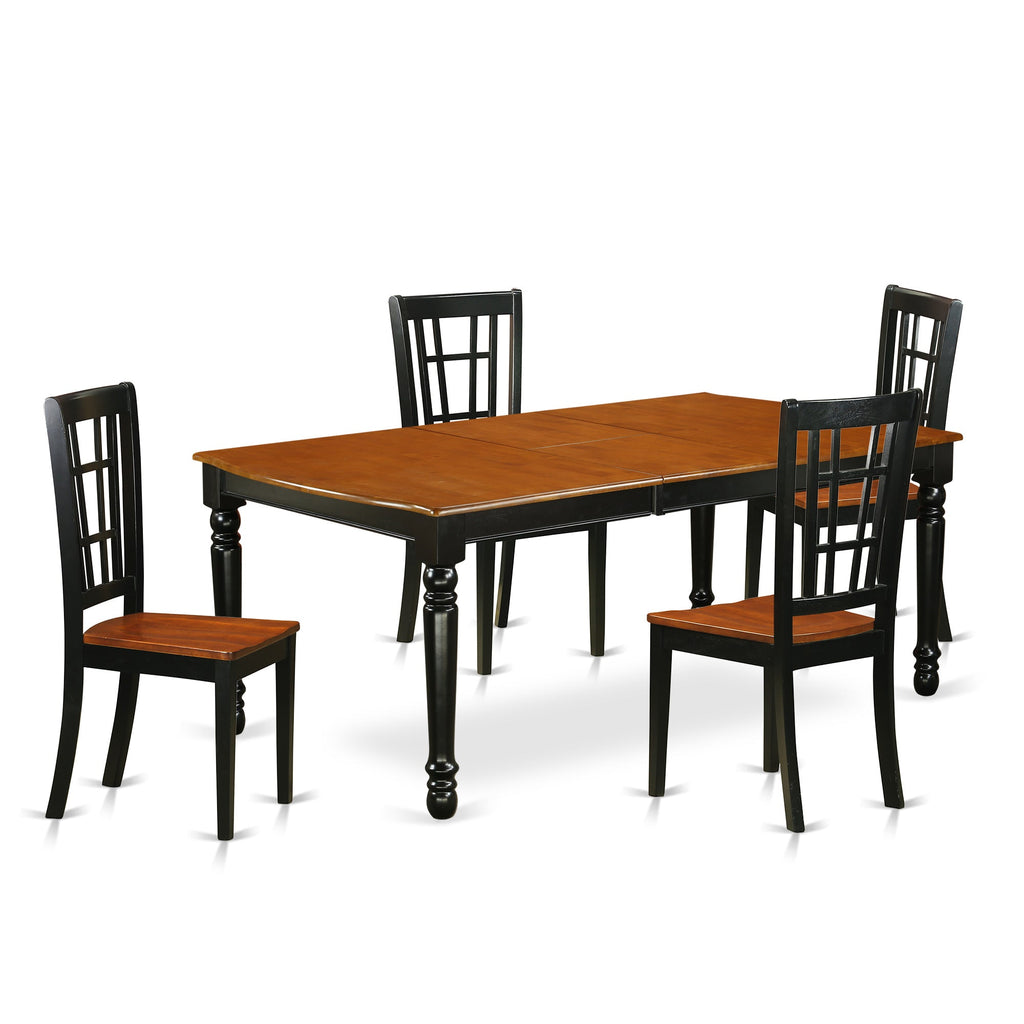 East West Furniture DONI5-BCH-W 5 Piece Dining Table Set for 4 Includes a Rectangle Kitchen Table with Butterfly Leaf and 4 Dinette Chairs, 42x78 Inch, Black & Cherry