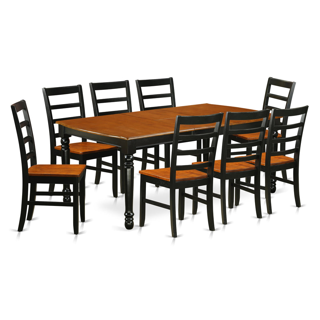 East West Furniture DOPF9-BCH-W 9 Piece Dining Room Furniture Set Includes a Rectangle Kitchen Table with Butterfly Leaf and 8 Dining Chairs, 42x78 Inch, Black & Cherry