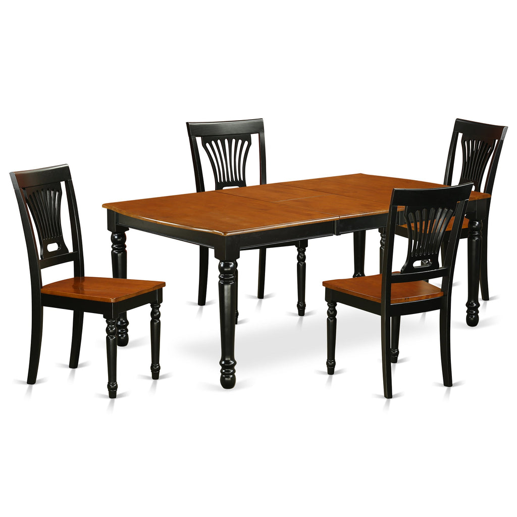 East West Furniture DOPL5-BCH-W 5 Piece Modern Dining Table Set Includes a Rectangle Wooden Table with Butterfly Leaf and 4 Dining Room Chairs, 42x78 Inch, Black & Cherry