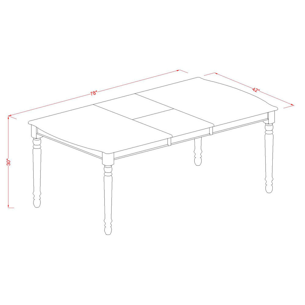East West Furniture DOT-WHI-T Dover Modern Kitchen Table - a Rectangle Dining Table Top with Butterfly Leaf & Stylish Legs, 42x78 Inch, Buttermilk & Cherry