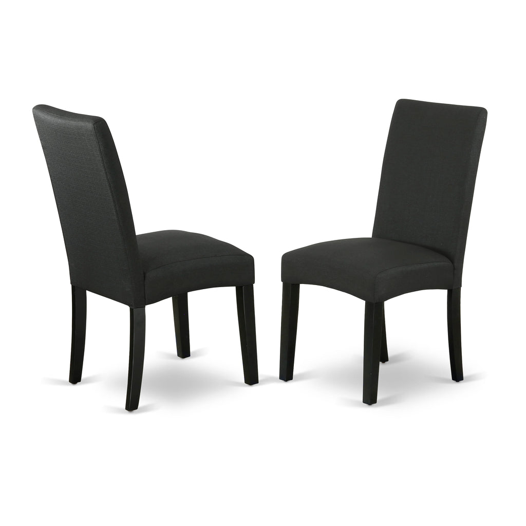 East West Furniture ESDR3-BCH-24 3 Piece Dinette Set for Small Spaces Contains a Round Dining Table with Pedestal and 2 Black Color Linen Fabric Parsons Chairs, 30x30 Inch, Black & Cherry
