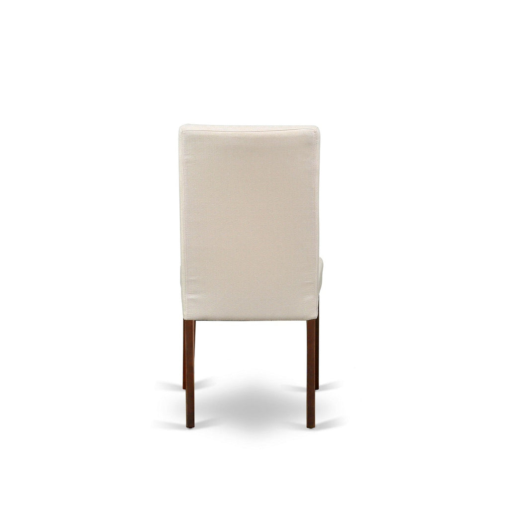 East West Furniture DRP3T01 Driscol Parsons Dining Chairs - Cream Linen Fabric Upholstered Chairs, Set of 2, Mahogany