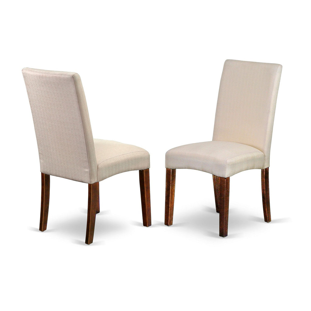 East West Furniture NODR3-MAH-01 3 Piece Dinette Set for Small Spaces Contains a Rectangle Dining Table with Butterfly Leaf and 2 Cream Linen Fabric Parson Chairs, 32x54 Inch, Mahogany